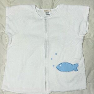 The Beaufort Bonnet Company White and Blue Kids Swim Coverup